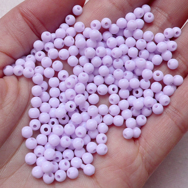 4mm Pastel Round Beads (Purple / 150pcs) Cute Bubble Gum Bead Loose Bead  Acrylic Plastic Bead Lovely Gum Ball Necklace Thread Bracelet F131